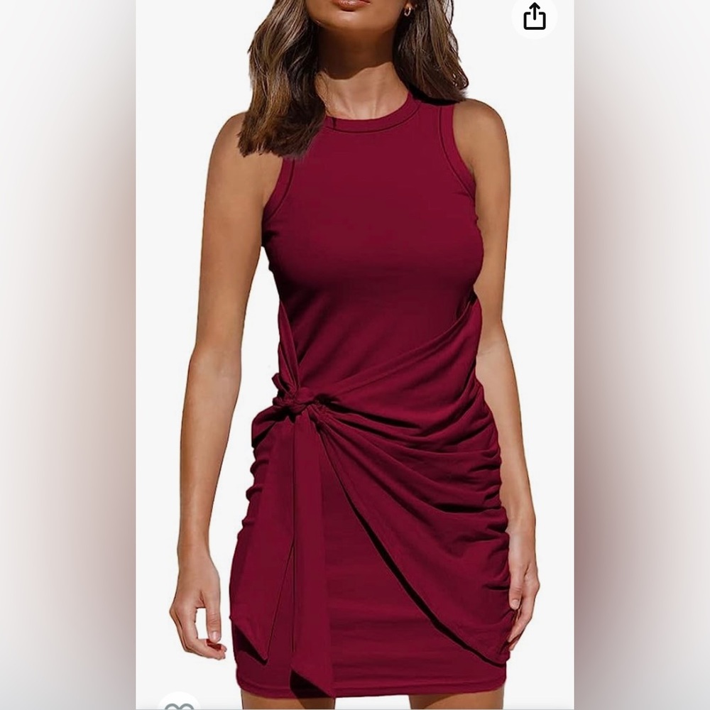 Women's Casual Sleeveless Bodycon Ruched Mini Dresse. SZ L